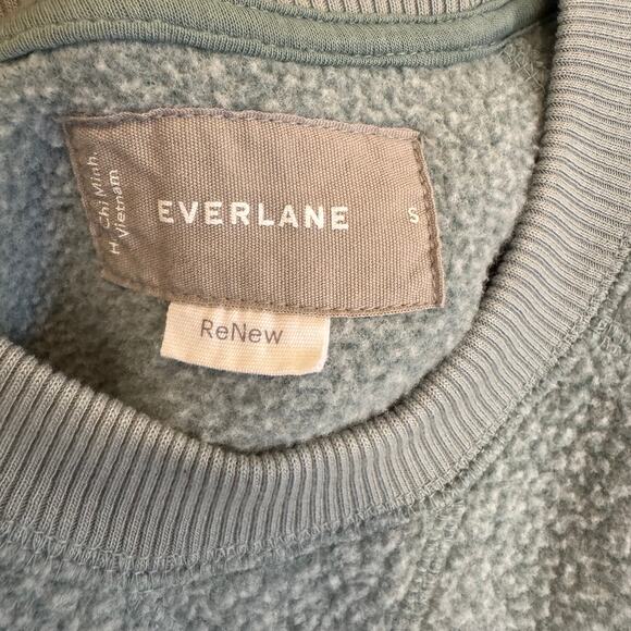 Everlane Renew Sherpa Fleece Fuzzy Crew Neck Raglan Sweater Size S Blue - Picture 3 of 4
